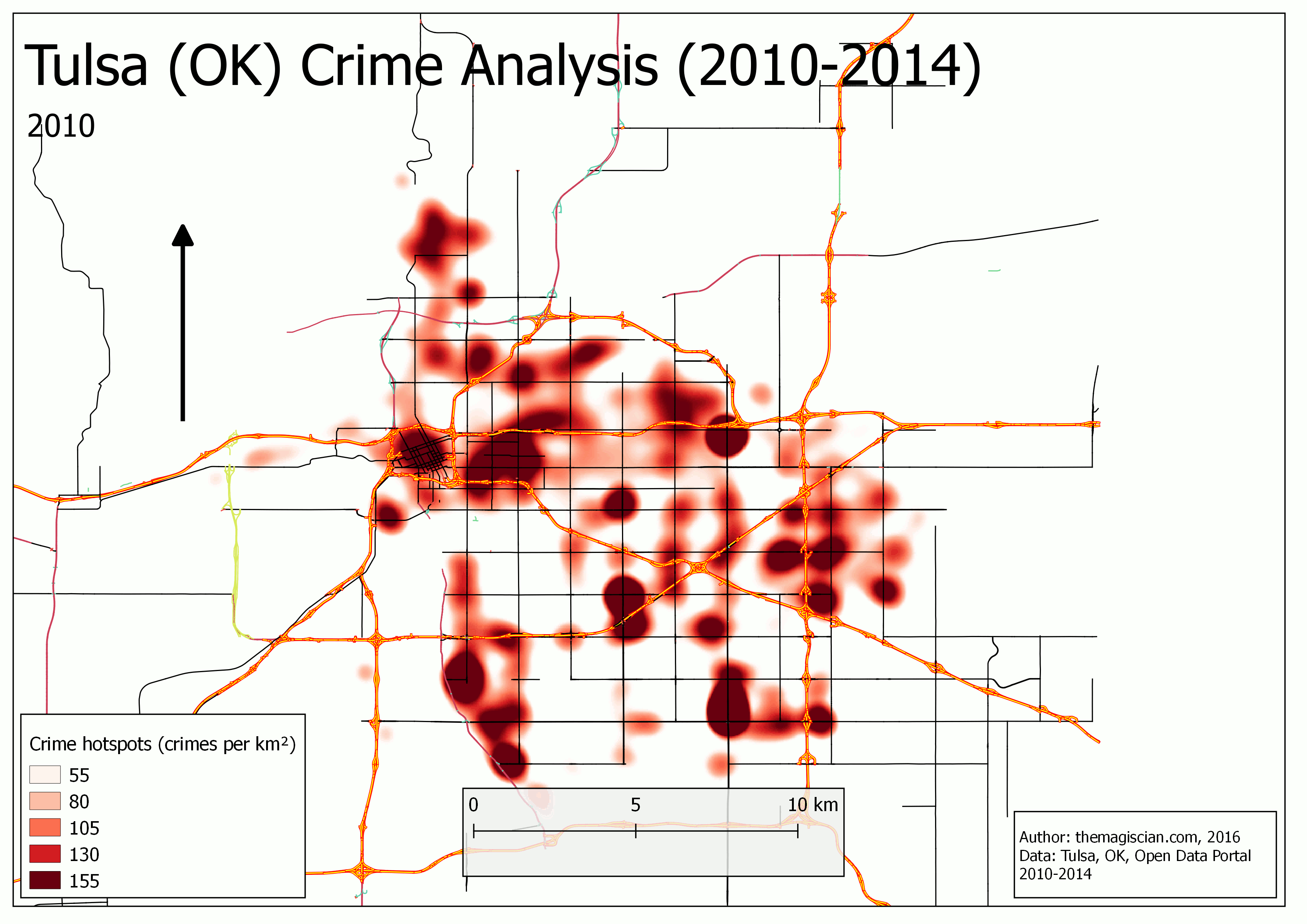 Total crimes in Tulsa 2010-2014